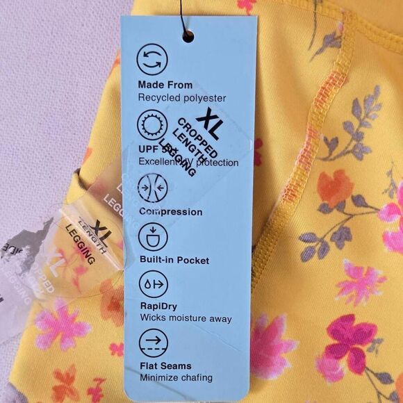 NWT Ideology Womens Floral Compression Active Crop Performance Leggings Pansy XL - Picture 7 of 13